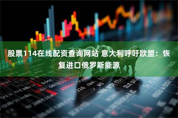 股票114在线配资查询网站 意大利呼吁欧盟：恢复进口俄罗斯能源